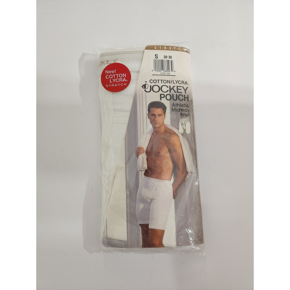 Jockey Athletic‎ Midway Brief White Cotton Lycra Vintage 1992 Small 28-30